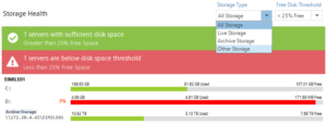 Other storage filter on the storage health tile